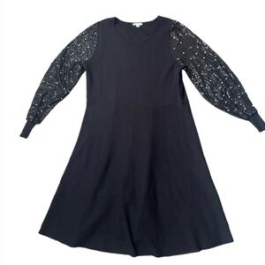 Cato Black Sequin Embellished A-Line Dress Sweater Material Aline plussize 14/16